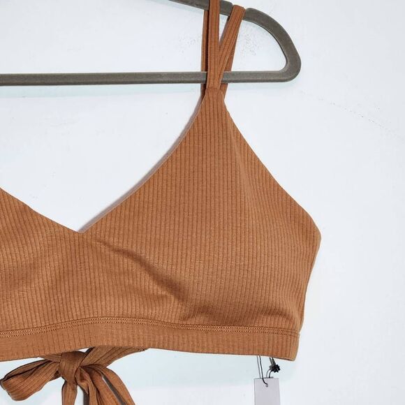Terea by Andrea Pitter Terra Cotta Ribbed  Knit Tie-Back Bralette NWT Size XL - Picture 2 of 9
